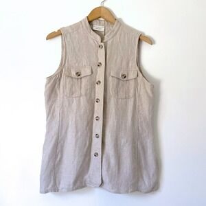 Vintage Lord & Taylor Linen Vest Sz 4 Minimalist Capsule Quiet Luxury Neutral